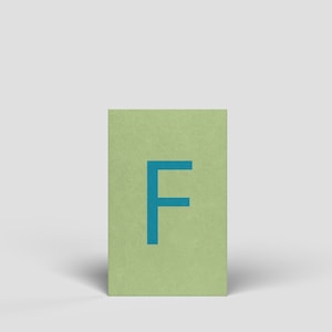 Carte midi lettre F - Carte postale anniversaire illustrée pour homme, femme, enfant, carte lettre, alphabet, ABC, apprendre les lettres