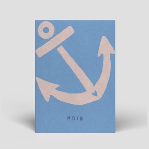 Moin Karte inkl. Umschlag - Leuchtturm, Geburtstag, Maritim, Urlaubsgrüße, Postkarte, Meer