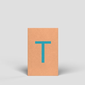 Midi card lettera T - Cartolina di compleanno illustrata per uomini, donne, bambini, cartolina da lettere, alfabeto, ABC, lettere di apprendimento