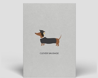 Congratulazioni per la tua laurea - Biglietto con bassotto - Diploma di laurea triennale, magistrale, superiore e altro - Biglietto di congratulazioni - Biglietto per la laurea universitaria - Regalo con bassotto