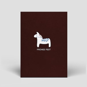 Biglietto di auguri natalizio con cavallo Dala e busta inclusa - Buon Natale - Biglietti di auguri natalizi sostenibili fatti a mano - Cartoline di Natale - Set