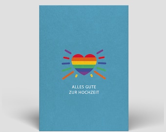 Hochzeitskarte inklusive Umschlag - Karte zur Hochzeit kaufen - Postkarte mit Glückwunsch zur Hochzeit - LBGTQ+, Pride