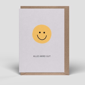 Alles wird gut Karte inkl. Umschlag - Gute Besserung, Genesungswünsche, Viel Erfolg und Viel Glück Postkarte - Doppelkarte, Grußkarte