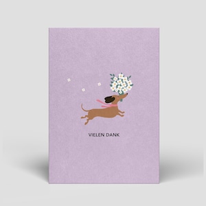 Danke Karte für Dackel Fans inkl. Umschlag - Kleines Dankeschön - Dackel Geschenk - Geschenk für Dackel Besitzer