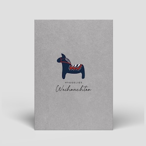 Biglietto di auguri natalizio con cavallo Dala e busta inclusa - Buon Natale - Biglietti di auguri natalizi sostenibili fatti a mano - Cartoline di Natale - Set