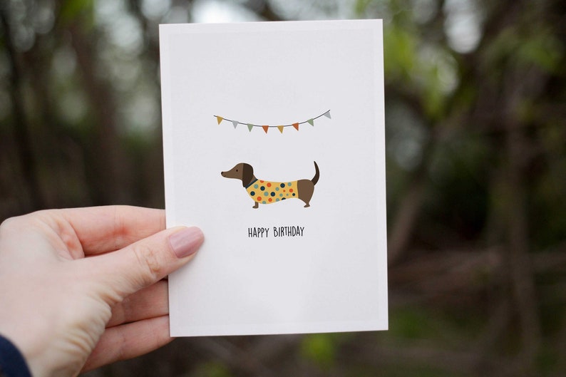 Tarjeta de cumpleaños como regalo para un perro salchicha postal de cumpleaños ilustrada para tu novia, mamá y compañía tarjeta de cumpleaños también en set Einzelne Postkarte