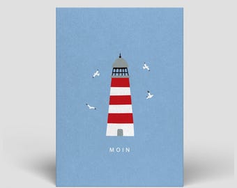 Hallo-kaart inclusief envelop - vuurtoren, verjaardag, maritiem, vakantiegroeten, ansichtkaart, zee