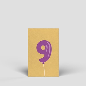 Carte midi numéro 9 - carte postale anniversaire illustrée pour homme, femme, enfant, carte numérotée, cartes d'apprentissage enfant numérotée, carte anniversaire