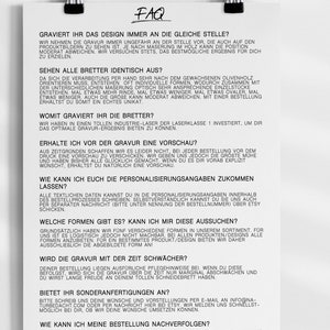 Puede incluir: Preguntas frecuentes sobre el grabado de tablas de cortar de madera de olivo. El texto incluye informaci&oacute;n sobre el proceso de grabado, la personalizaci&oacute;n y el env&iacute;o.