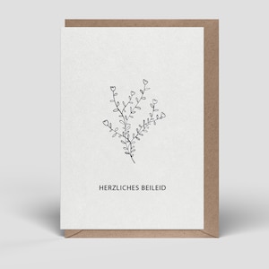 Carte de deuil avec enveloppe - carte de condoléances à ouvrir - carte de condoléances comme carte pliante, carte double, carte de vœux - carte de vœux deuil