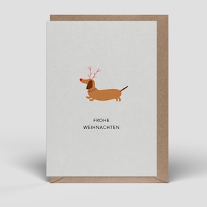 Biglietto di Natale con busta inclusa - Buon Natale - Biglietti di Natale sostenibili fatti a mano - Cartolina di Natale - Biglietto con bassotto