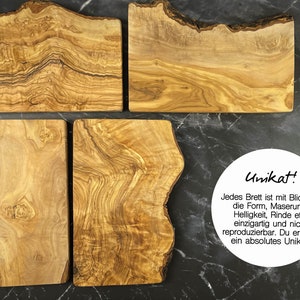 Puede incluir: Cuatro tablas de cortar de madera natural con bordes irregulares y patrones de veta &uacute;nicos. Las tablas est&aacute;n hechas de madera de olivo y son perfectas para servir queso, embutidos u otros aperitivos. Cada tabla es una pieza de arte &uacute;nica y seguro que ser&aacute; un tema de conversaci&oacute;n.