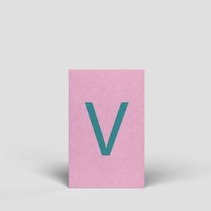 Carte midi lettre V - Carte postale anniversaire illustrée pour homme, femme, enfant, carte lettre, alphabet, ABC, apprendre les lettres