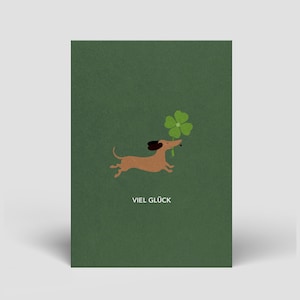 Carte de bonne chance pour les fans de teckels avec enveloppe - Carte postale Bonne chance - Carte de vœux Vous souhaitant bonne chance - Petit cadeau teckel