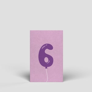 Carte midi numéro 6 - carte postale anniversaire illustrée pour homme, femme, enfant, carte numérotée, cartes d'apprentissage enfant numérotée, carte anniversaire