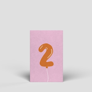 Carte midi numéro 2 - carte postale anniversaire illustrée pour homme, femme, enfant, carte numérotée, cartes d'apprentissage enfant numérotée, carte anniversaire