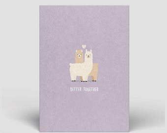 Tarjeta de amor que incluye sobre - tarjeta de aniversario de boda - tarjeta de aniversario - regalo de aniversario o regalo de aniversario de boda, tarjeta de alpaca, llama