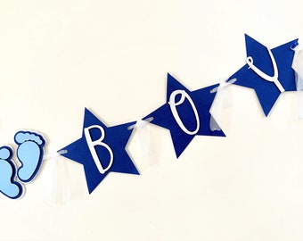 It's a Boy banner / Blue Silver 3D  Banner /  Baby shower decorations. Boy Baby Shower Banner - Gender Reveal - Royal Baby