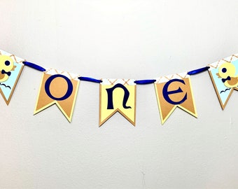 First Happy Birthday Banner / ONE Banner / 1st Birthday Decoration Banner / Duck Theme Banner