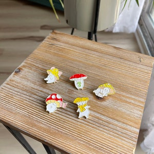 Mushroom enamel pin set