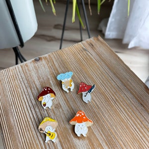 Mushroom enamel pin set