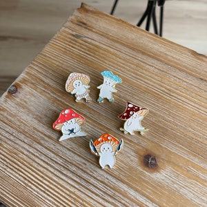 Mushroom enamel pin set