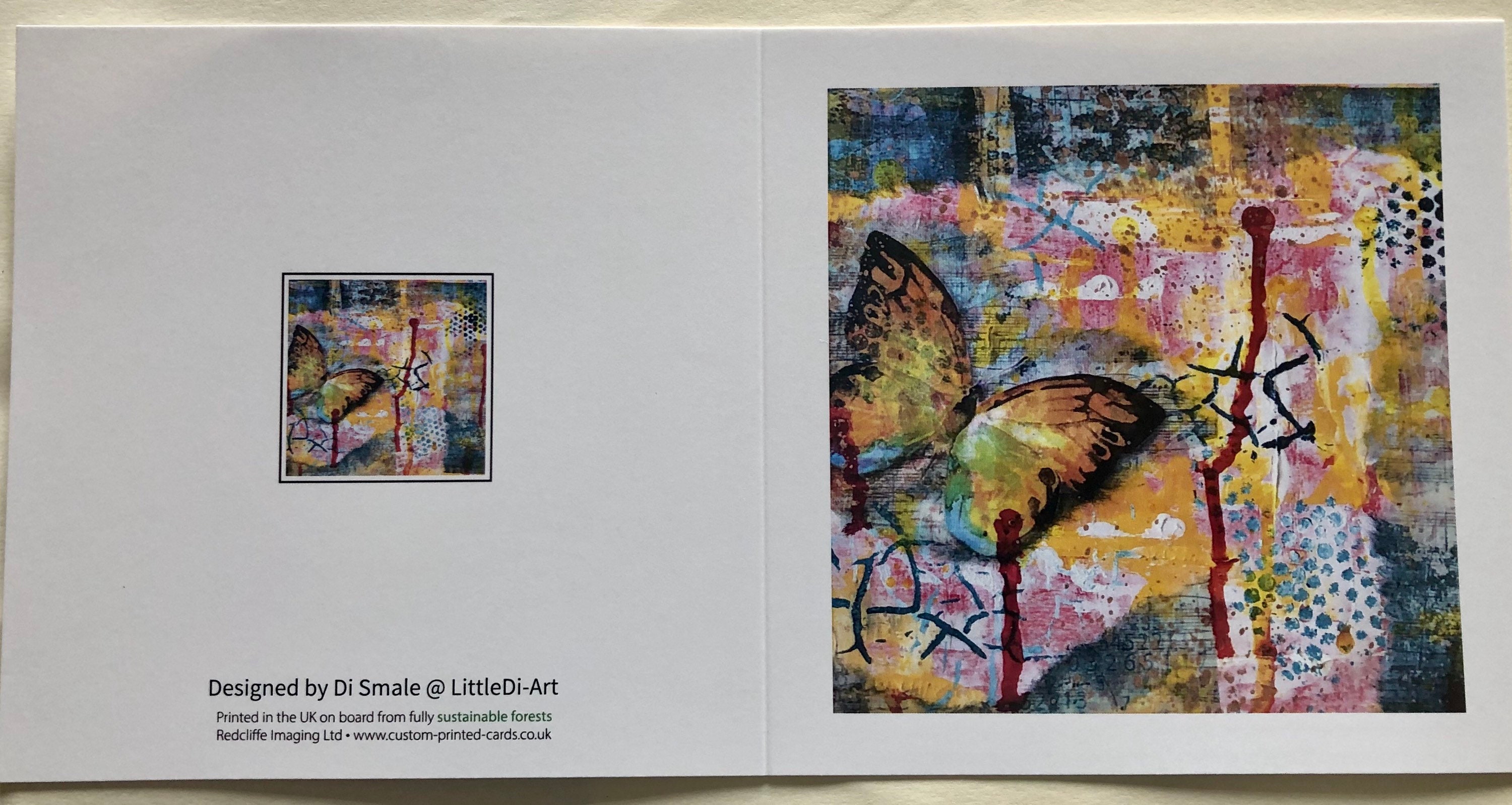 Greetings Card, Original Art, Mixed Media Art, Butterfly, Blank Etsy New Zealand