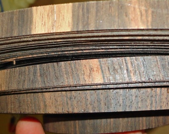 Ebony Macassar wood veneer 3/8" x 12" inlay marquetry edgebanding 1/40" thick