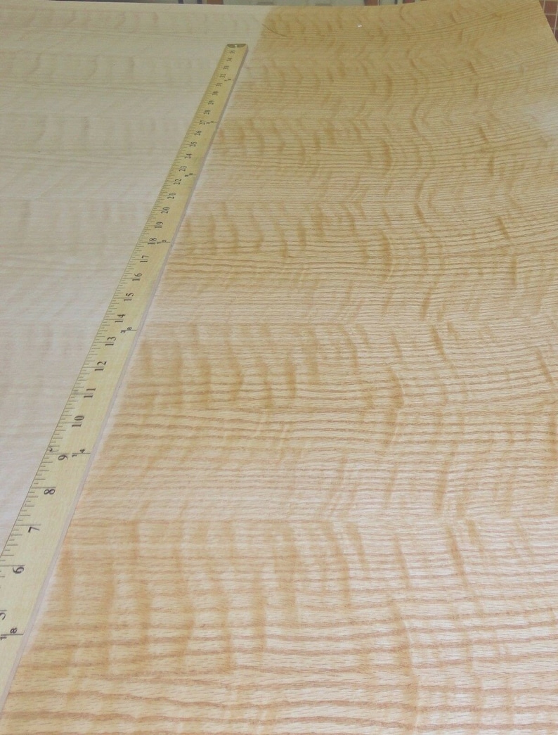 Red Oak Figured Tiger Flame Wood Veneer Sheet 24 X Etsy