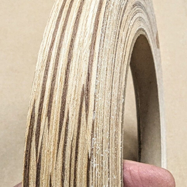 Zebrawood wood veneer composite edgebanding 7/8" x 120" preglued adhesive 1/40"