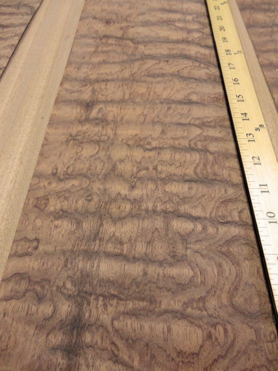 Waterfall Bubinga Quilted Figured wood veneer 48" x 16" with wood backer 1/32" 