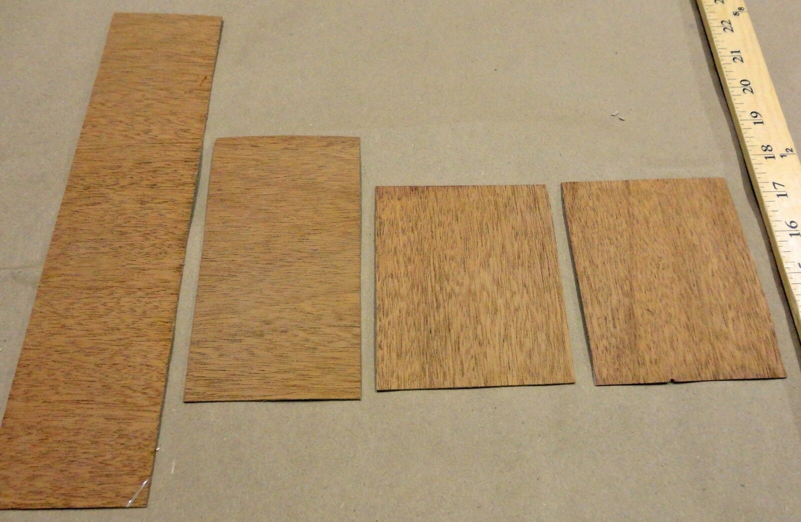 Mahogany Wood Veneer Sample Pack 4 Pieces With Phenolic Laminate Backer