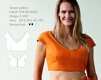 Camicetta con top corto Cartamodello PDF taglie XS-2XL USA 2-12