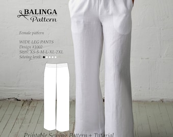 Pantaloni a gamba larga con tasche - Cartamodello PDF - Taglie XS-2XL USA2-12
