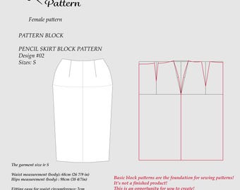 Modello base per gonna a blocchi per taglia S consigliato per principianti e nuovi modellisti