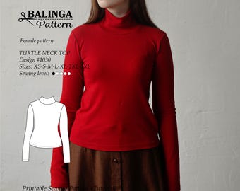 Modello di cucito per dolcevita elegante in XS-3XL / PDF digitale