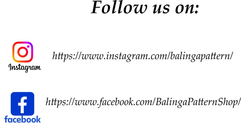 May include: Follow us on: Instagram, https://www.instagram.com/balingapatern/, Facebook, https://www.facebook.com/BalingaPatternShop/