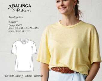 Modello di cucito per magliette per principianti in diverse taglie - dalla XS alla 2XL