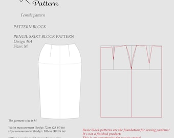 Modello base per gonna a blocchi per taglia M consigliato per principianti e nuovi modellisti