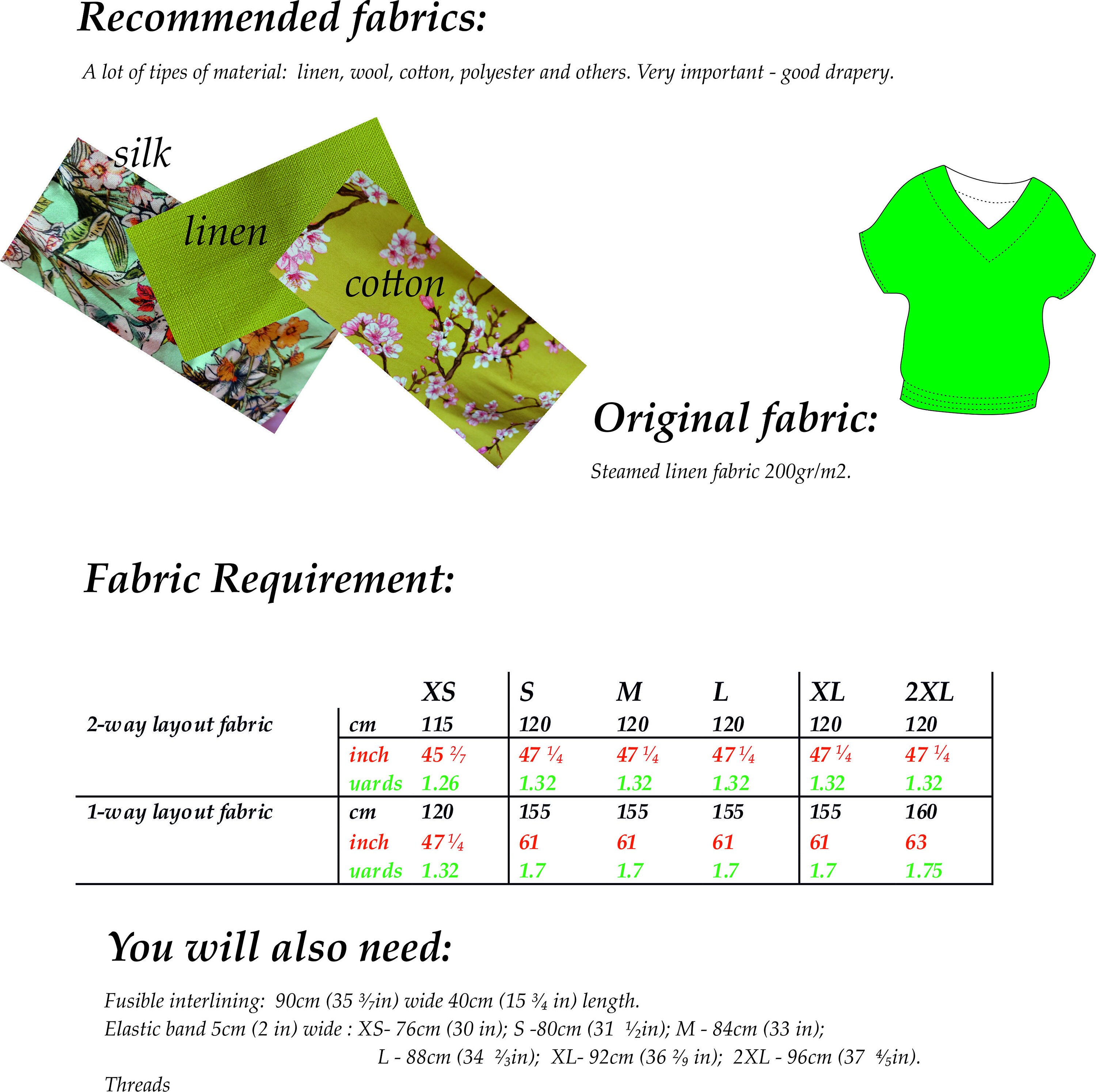 Kimono Blouse PDF Sewing Pattern Pilot Pattern Sizes XS-2XL - Etsy
