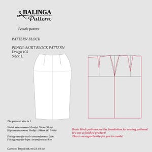 Basic Skirt Block Pattern for L Size Suggested for Beginners and New Patterns Drafting