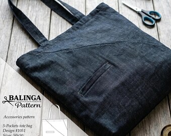5 Pocket Tote Bag PDF Sewing Pattern | Minimalist Functional Tote Tutorial (Digital Download)