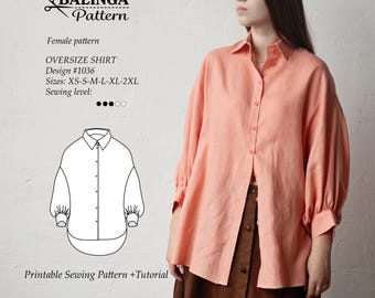 Cartamodello per camicia oversize - Disponibile nelle taglie dalla XS alla 2XL
