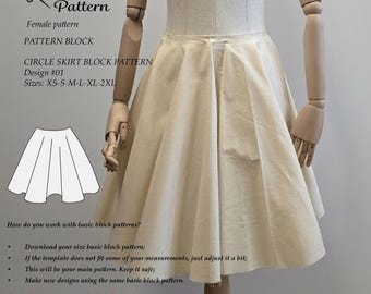 Blocco modello per gonna a ruota completa Nuovi modelli Disegno e cucito