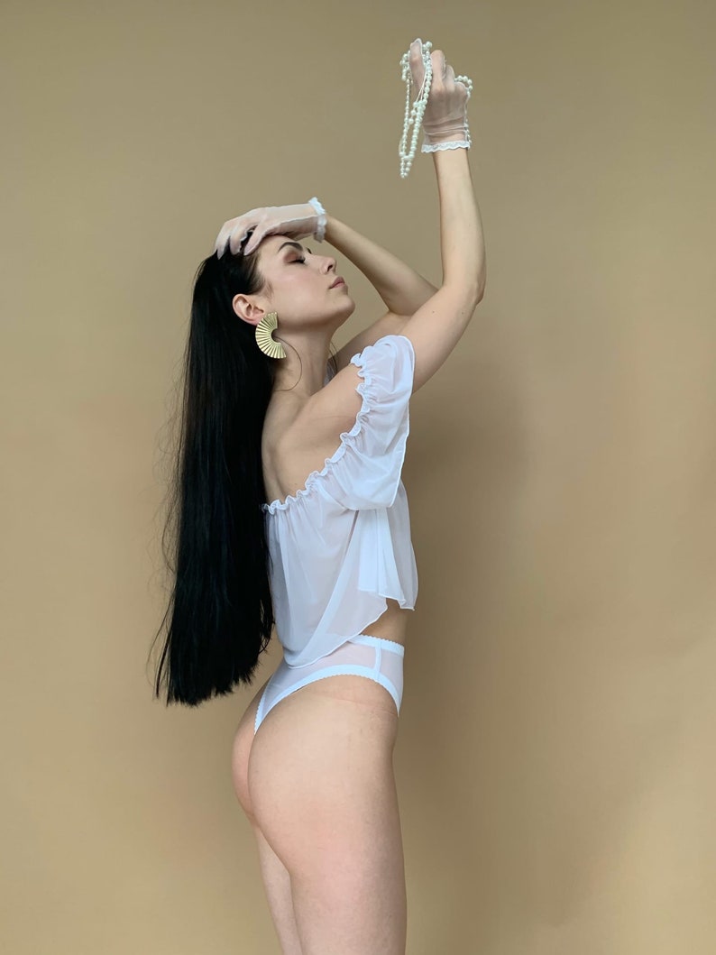 See Through Frilly Bra White Transparent Mesh Top Pretty Bra Etsy