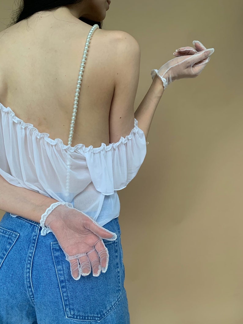 See Through Frilly Bra White Transparent Mesh Top Pretty Bra Etsy