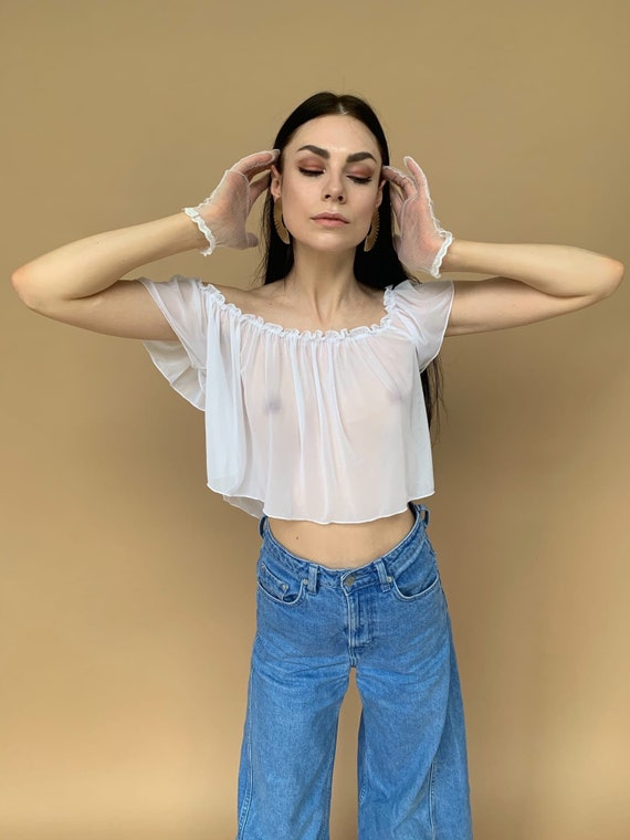sheer crop hoodie