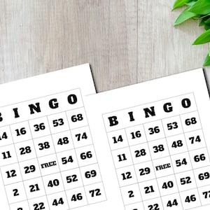 Bingokarten, 50 einzigartige Bingokarten, 1 pro Seite, herunterladen und ausdrucken! Schwarz und weiß. Bingo Karten zu Hause drucken