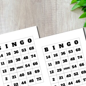 Carte Bingo, 20 cartelle bingo uniche, 1 per pagina, scarica e stampa! Bianco e nero. Stampa a casa le cartelle del bingo