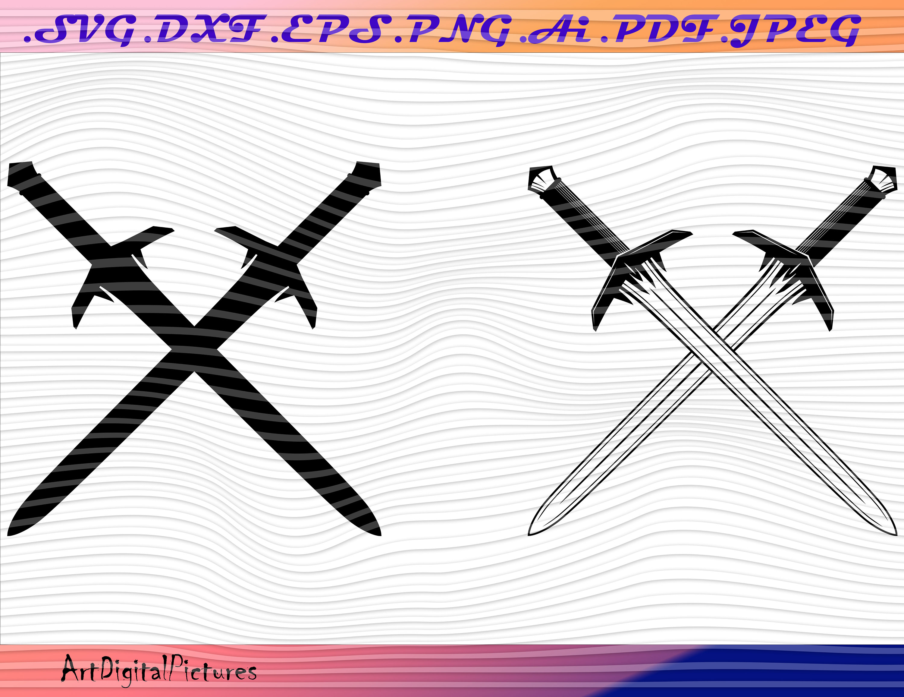 Set Of Crossed Swords Vector Illustration Royalty Free SVG, Cliparts,  Vectors, and Stock Illustration. Image 25498481.